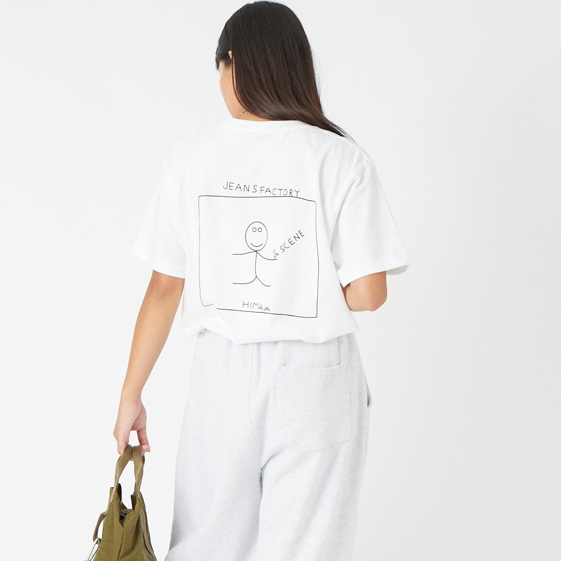 A SCENE [エーシーン] 別注 HIMAA×A SCENE ショートスリーブTシャツ [HM04-005-JF] WHITE B &&モデル身長：162cm 着用サイズ：S&&