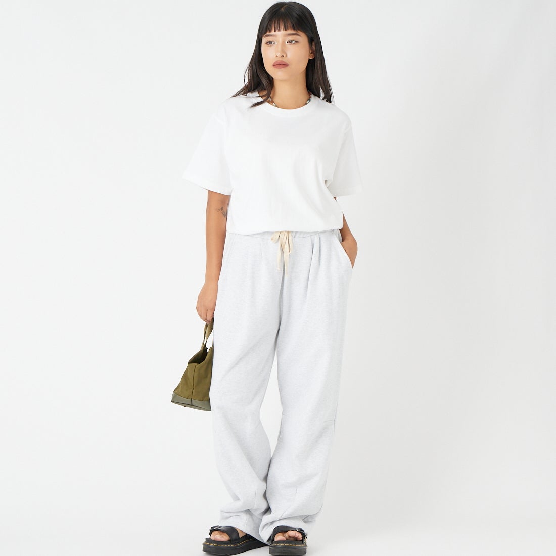 A SCENE [エーシーン] 別注 HIMAA×A SCENE ショートスリーブTシャツ [HM04-005-JF] WHITE B &&モデル身長：162cm 着用サイズ：S&&