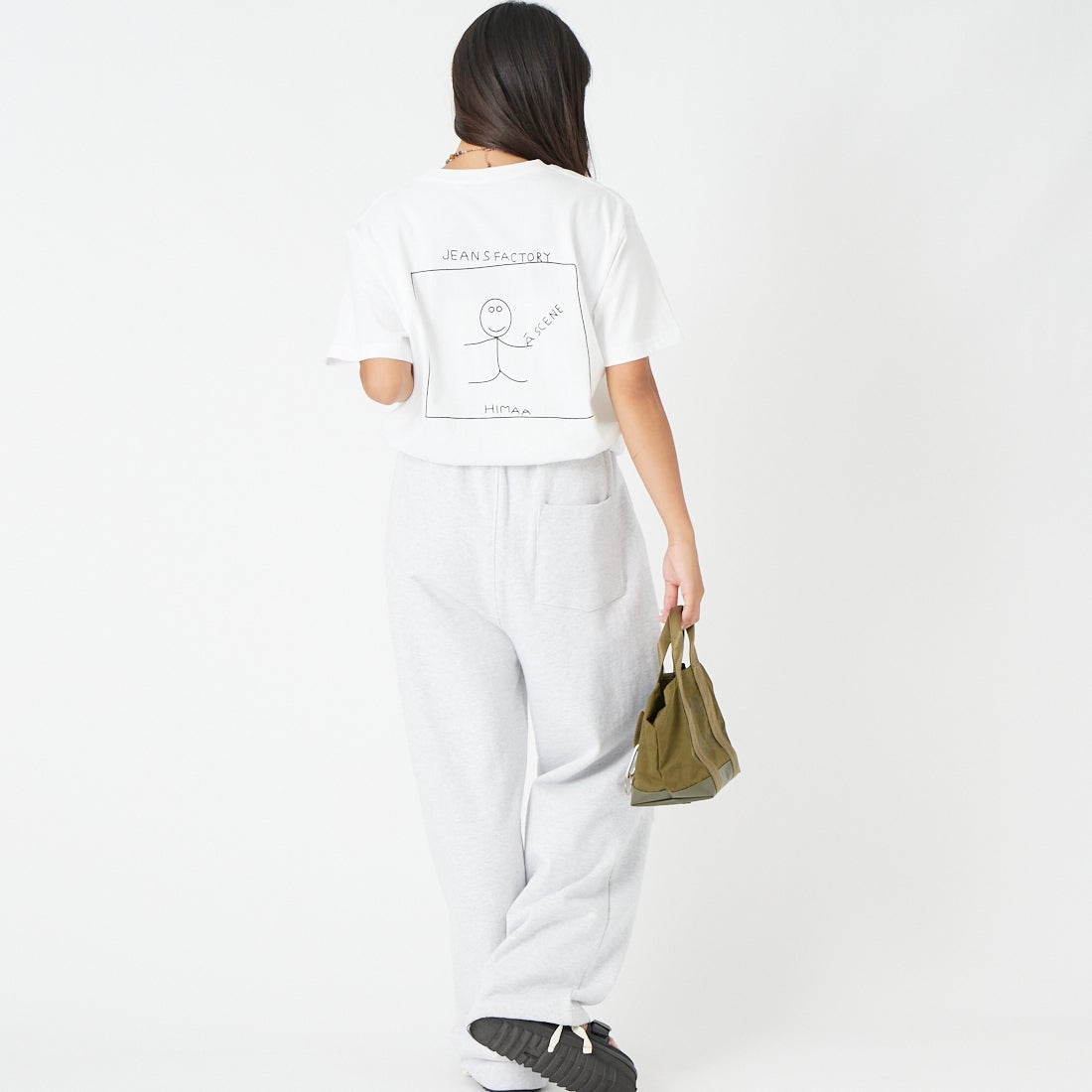 A SCENE [エーシーン] 別注 HIMAA×A SCENE ショートスリーブTシャツ [HM04-005-JF] WHITE B &&モデル身長：162cm 着用サイズ：S&&