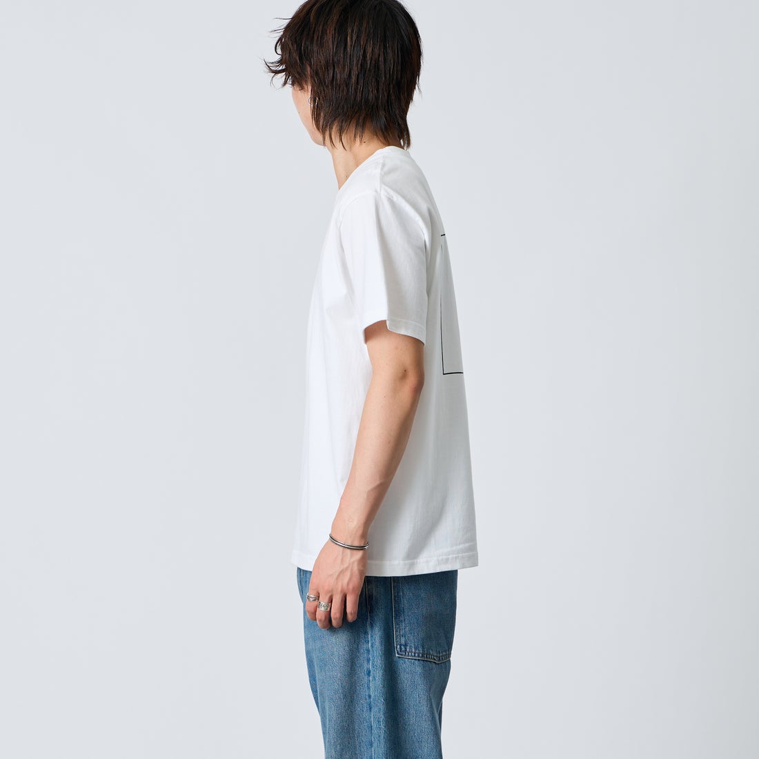 A SCENE [エーシーン] 別注 HIMAA×A SCENE ショートスリーブTシャツ [HM04-005-JF] WHITE B &&モデル身長：177cm 着用サイズ：M&&