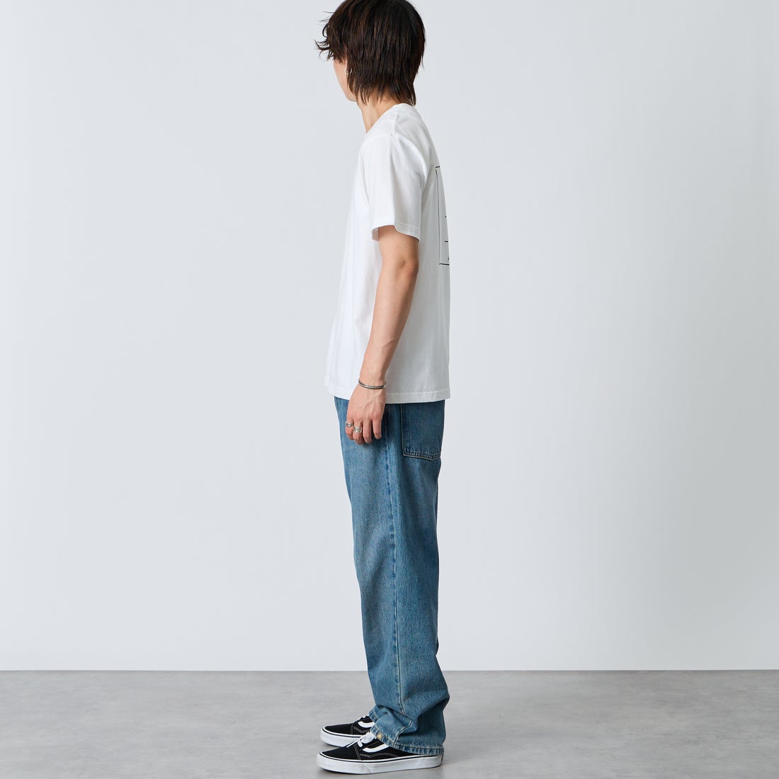 A SCENE [エーシーン] 別注 HIMAA×A SCENE ショートスリーブTシャツ [HM04-005-JF] WHITE B &&モデル身長：177cm 着用サイズ：M&&