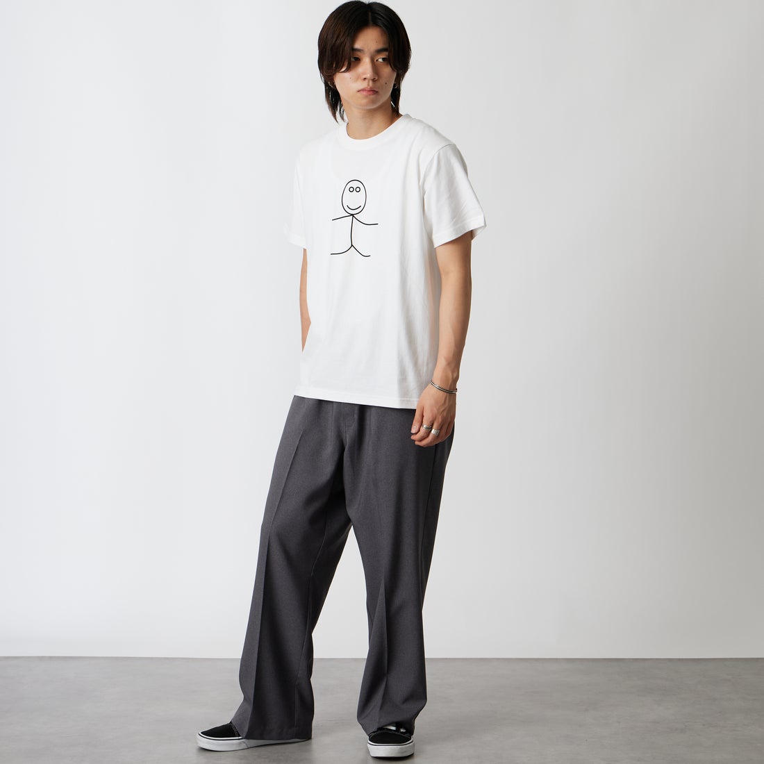 A SCENE [エーシーン] 別注 HIMAA×A SCENE ショートスリーブTシャツ [HM04-005-JF] WHITE A &&モデル身長：177cm 着用サイズ：M&&