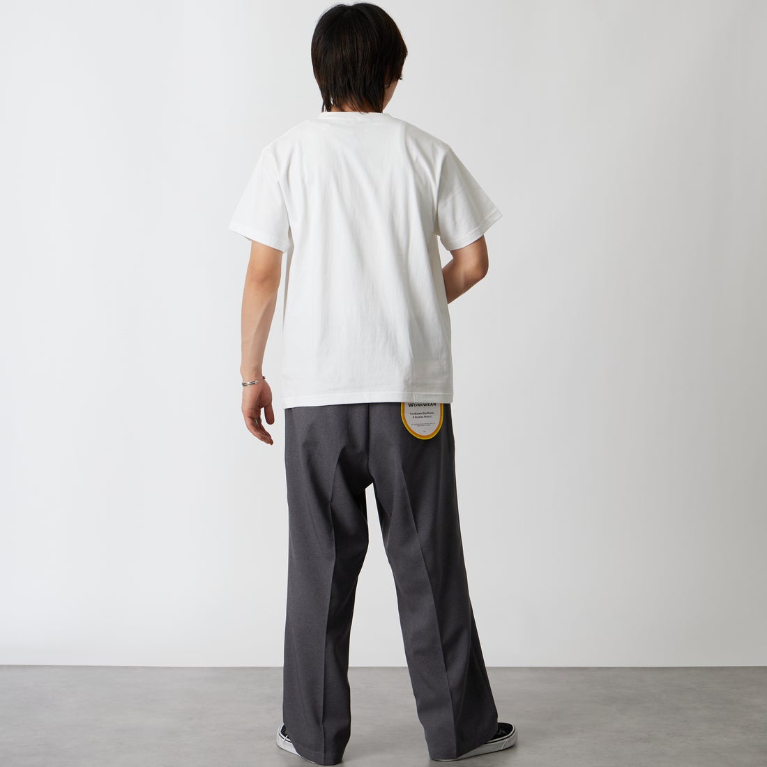 A SCENE [エーシーン] 別注 HIMAA×A SCENE ショートスリーブTシャツ [HM04-005-JF] WHITE A &&モデル身長：177cm 着用サイズ：M&&
