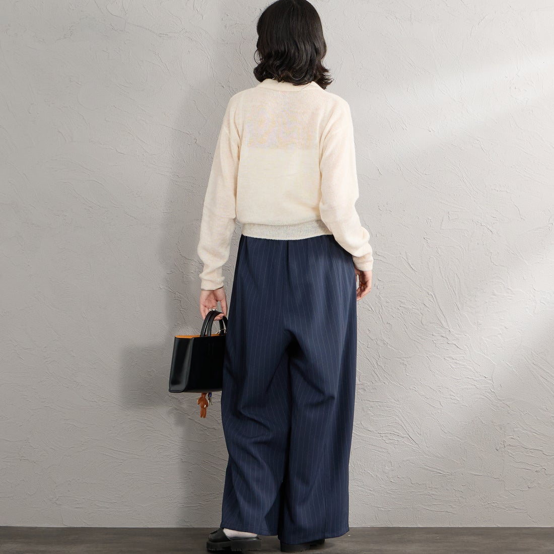 Health knit [ヘルスニット] 別注 モヘアブレンドポロニット [HR26F-L463IN-JF] OFF WHITE &&モデル身長：162cm 着用サイズ：F&&