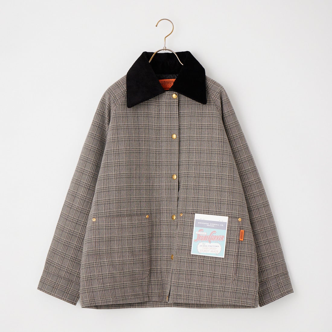 UNIVERSAL OVERALL [ユニバーサルオーバーオール] 別注 中綿入り チェック柄カバーオールジャケット [U2632496IN-JF] GRAY