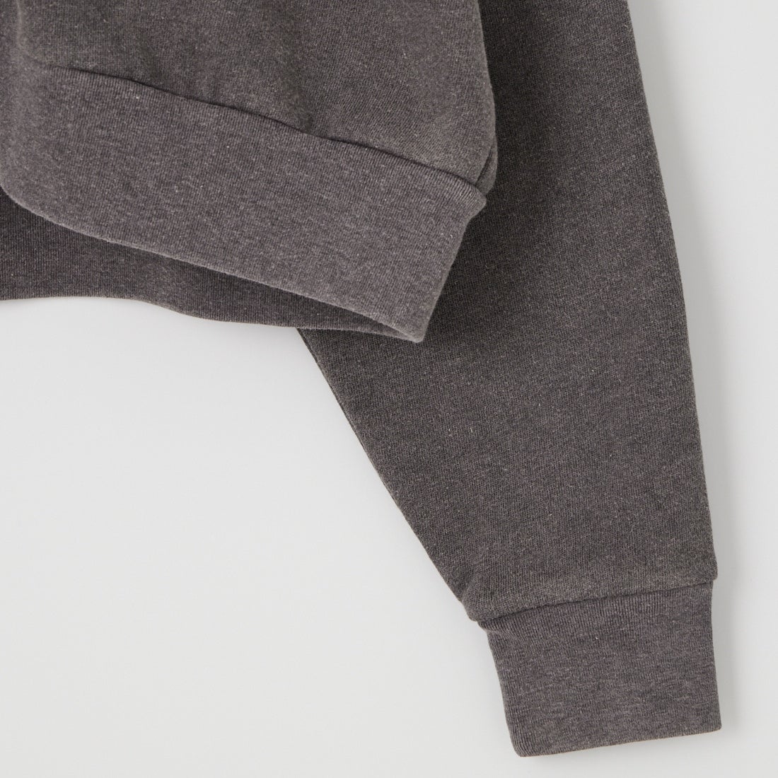 Health knit [ヘルスニット] 別注 ショート丈 ブリーチ加工ジップパーカー [HR26F-L465IN-JF] FADE BLACK
