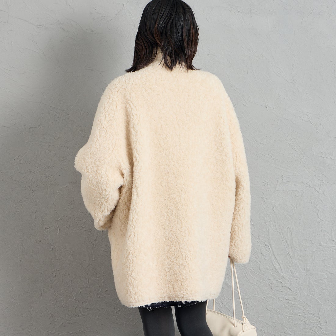 ONURUN [オヌルン] 別注 リバーシブル スタンドカラームートンコート [902-JF] CAMEL &&モデル身長：160cm 着用サイズ：F&&