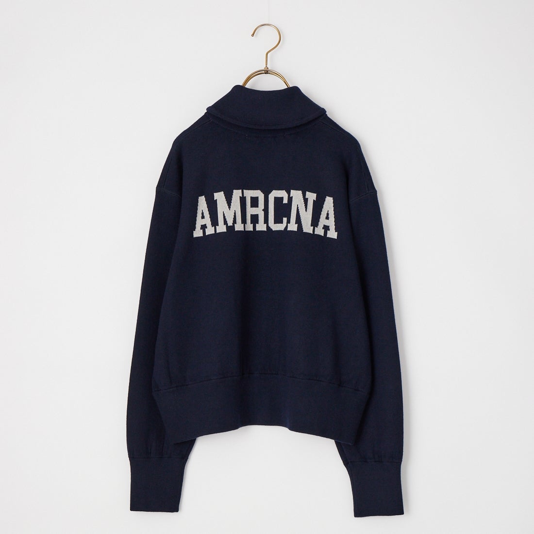 Americana × JEANS FACTORY [アメリカーナ × ジーンズファクトリー] 別注 AMRCNAロゴ ニットジップカーディガン [ASO-C-901-2-JF] ﾈｲﾋﾞｰ