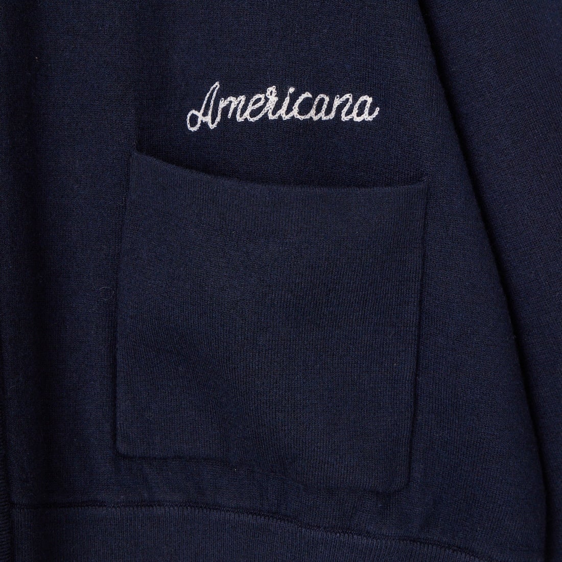 Americana × JEANS FACTORY [アメリカーナ × ジーンズファクトリー] 別注 AMRCNAロゴ ニットジップカーディガン [ASO-C-901-2-JF] ﾈｲﾋﾞｰ