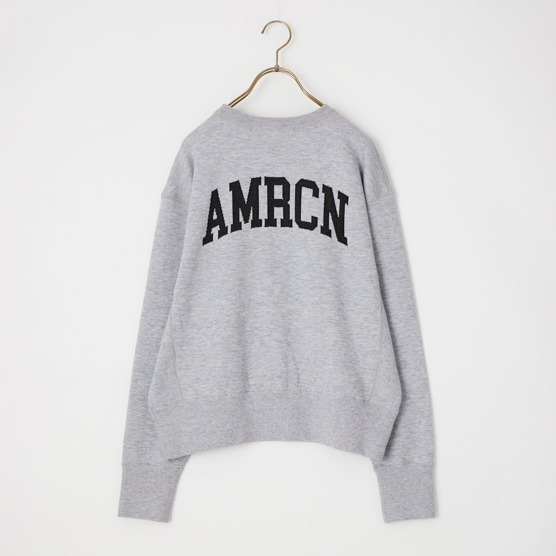 Americana × JEANS FACTORY [アメリカーナ × ジーンズファクトリー] 別注 ショート丈 バックロゴ スウェットライク クルーネックニット [ASO-C-902-2-JF] ﾓｸｸﾞﾚｰ