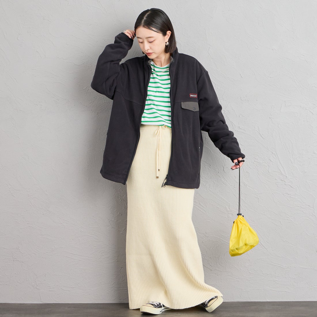 Marmot [マーモット] 別注 ポーラテック フリースジャケット [MTFW26UFL329IN-JF] BLACK &&モデル身長：150cm 着用サイズ：S&&