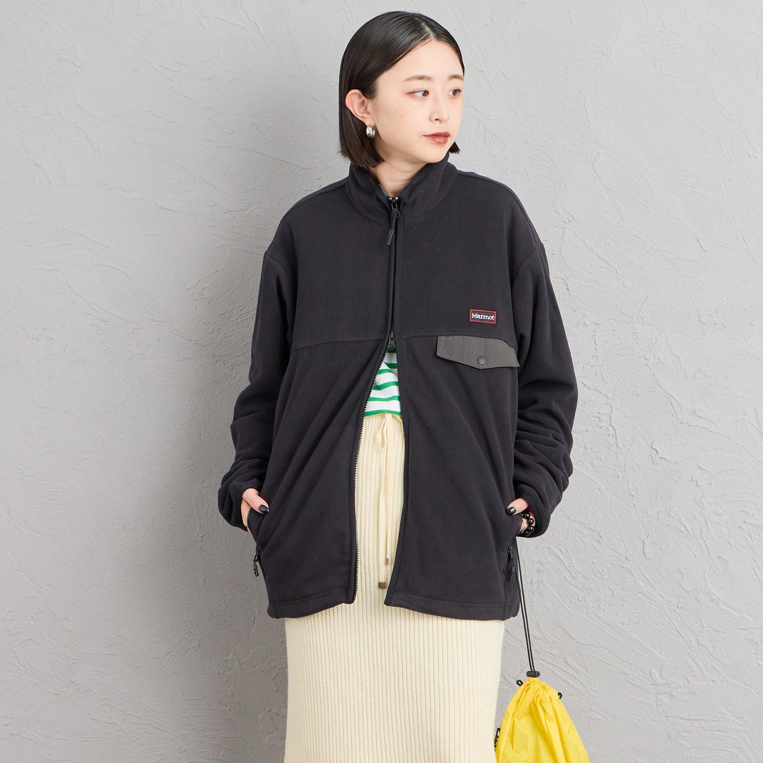 Marmot [マーモット] 別注 ポーラテック フリースジャケット [MTFW26UFL329IN-JF] BLACK &&モデル身長：150cm 着用サイズ：S&&