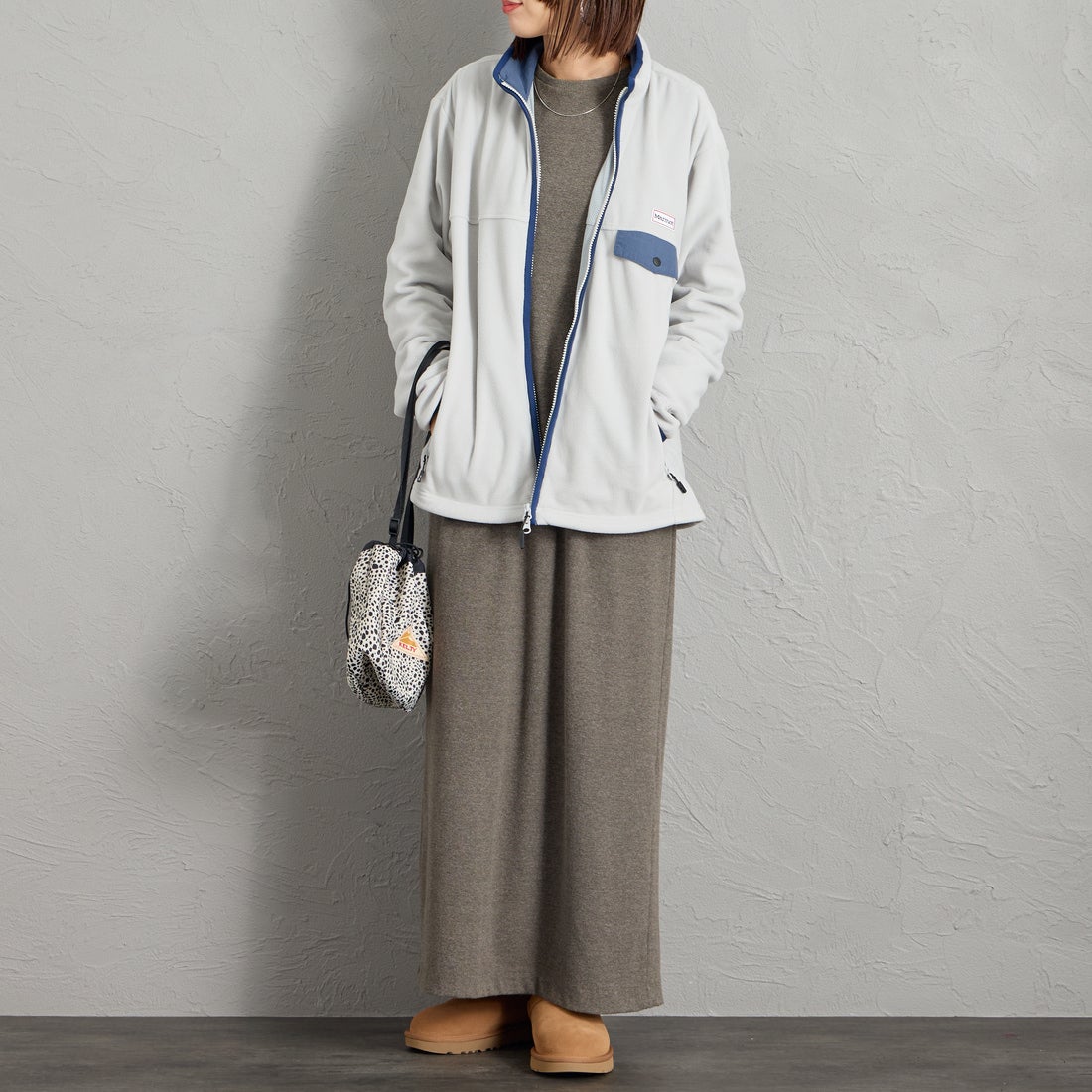 Marmot [マーモット] 別注 ポーラテック フリースジャケット [MTFW26UFL329IN-JF] SILVER &&モデル身長：159cm 着用サイズ：S&&
