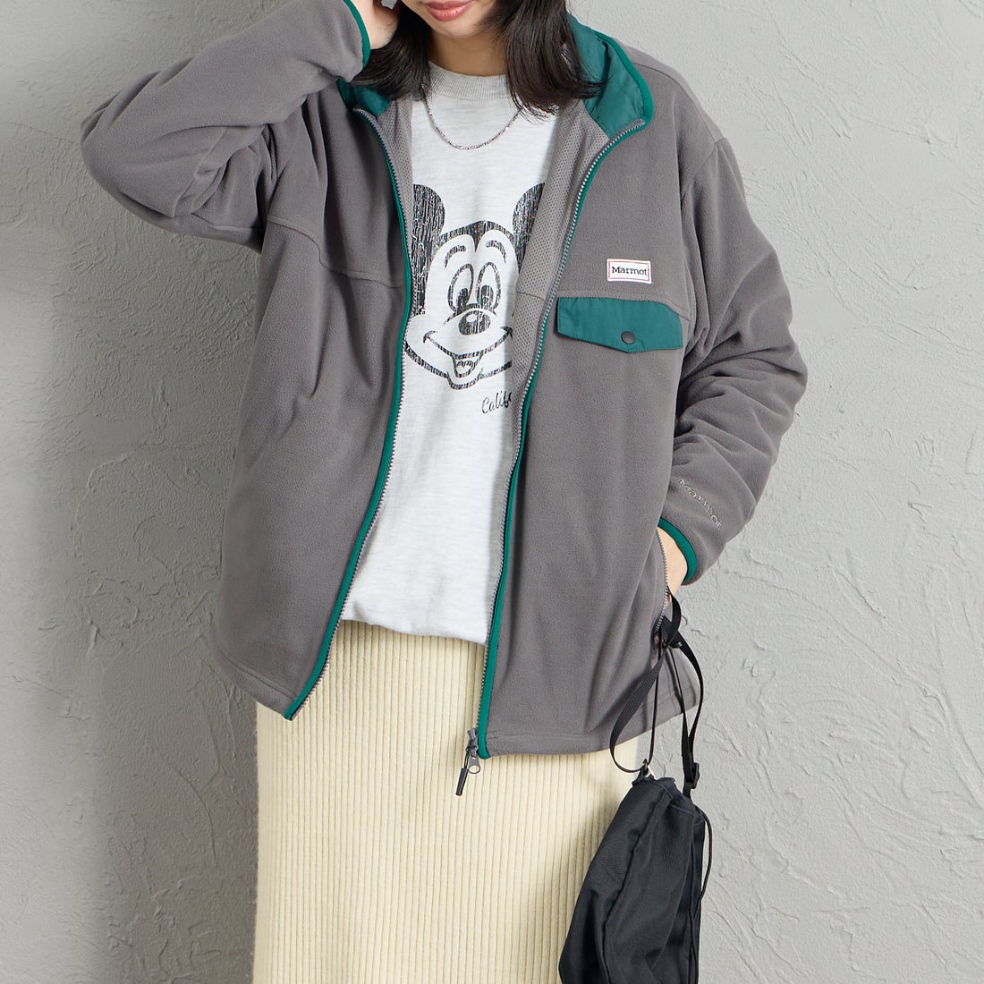 Marmot [マーモット] 別注 ポーラテック フリースジャケット [MTFW26UFL329IN-JF] CHARCOAL &&モデル身長：162cm 着用サイズ：S&&