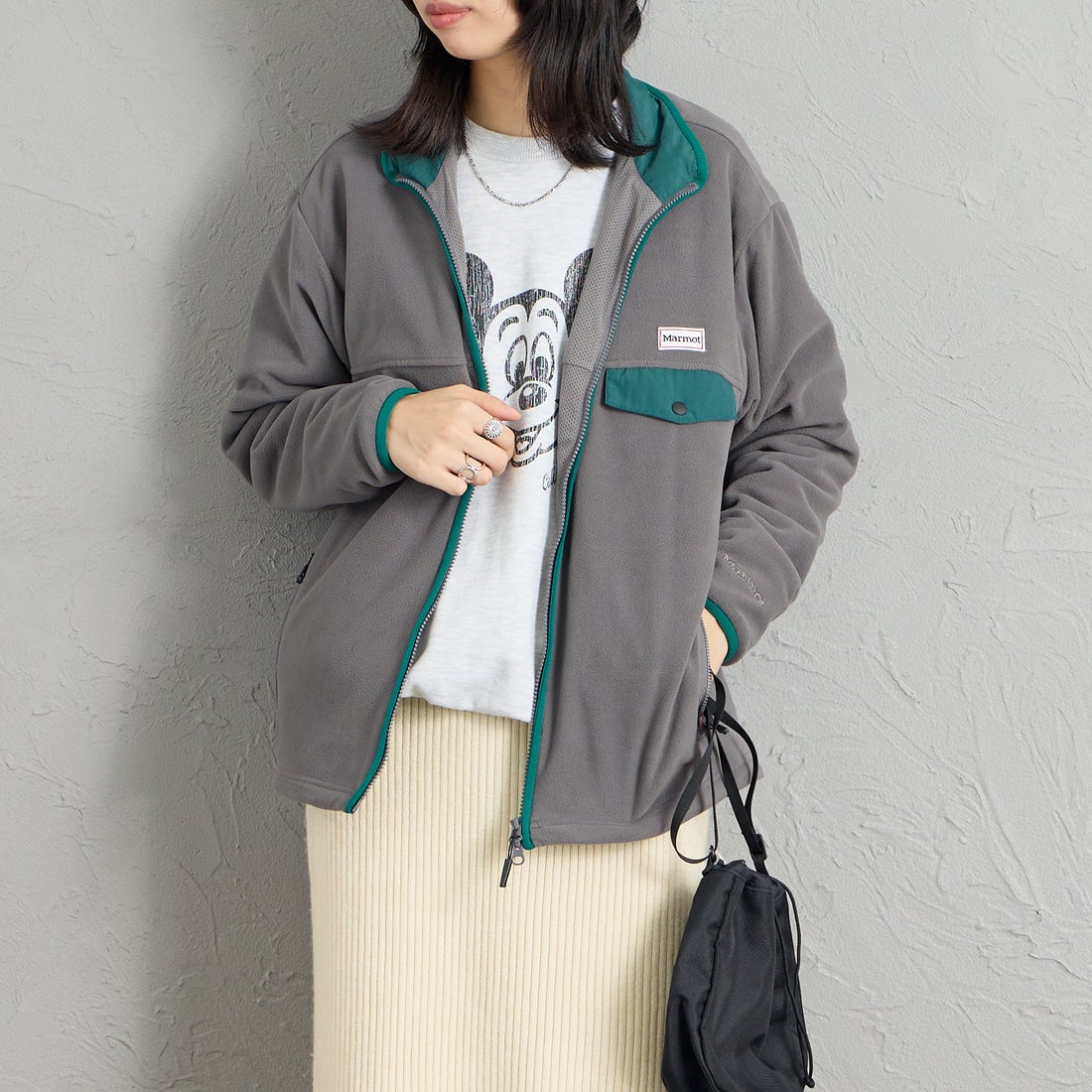 Marmot [マーモット] 別注 ポーラテック フリースジャケット [MTFW26UFL329IN-JF] CHARCOAL &&モデル身長：162cm 着用サイズ：S&&