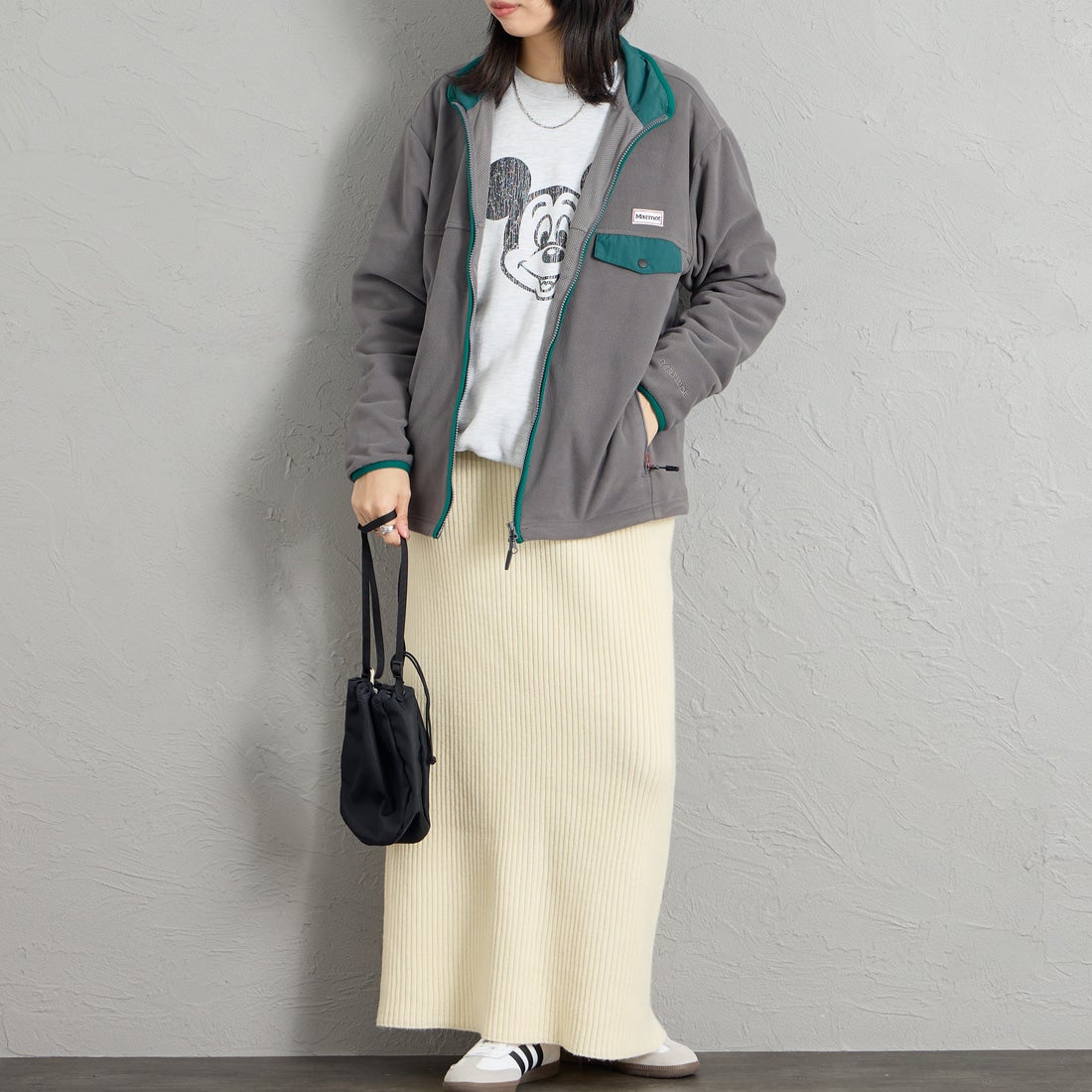 Marmot [マーモット] 別注 ポーラテック フリースジャケット [MTFW26UFL329IN-JF] CHARCOAL &&モデル身長：162cm 着用サイズ：S&&