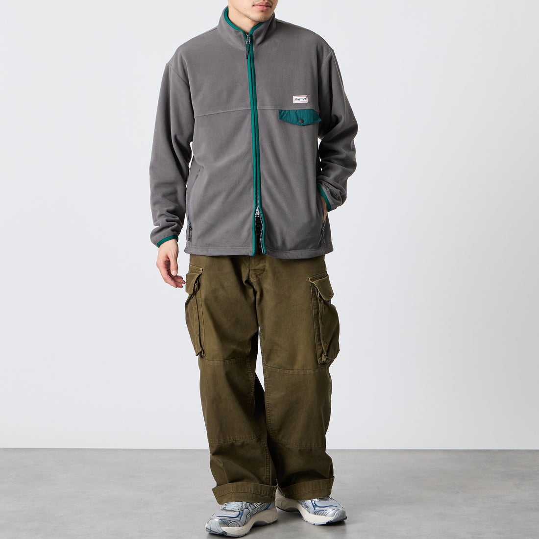 Marmot [マーモット] 別注 ポーラテック フリースジャケット [MTFW26UFL329IN-JF] CHARCOAL &&モデル身長：168cm 着用サイズ：M&&