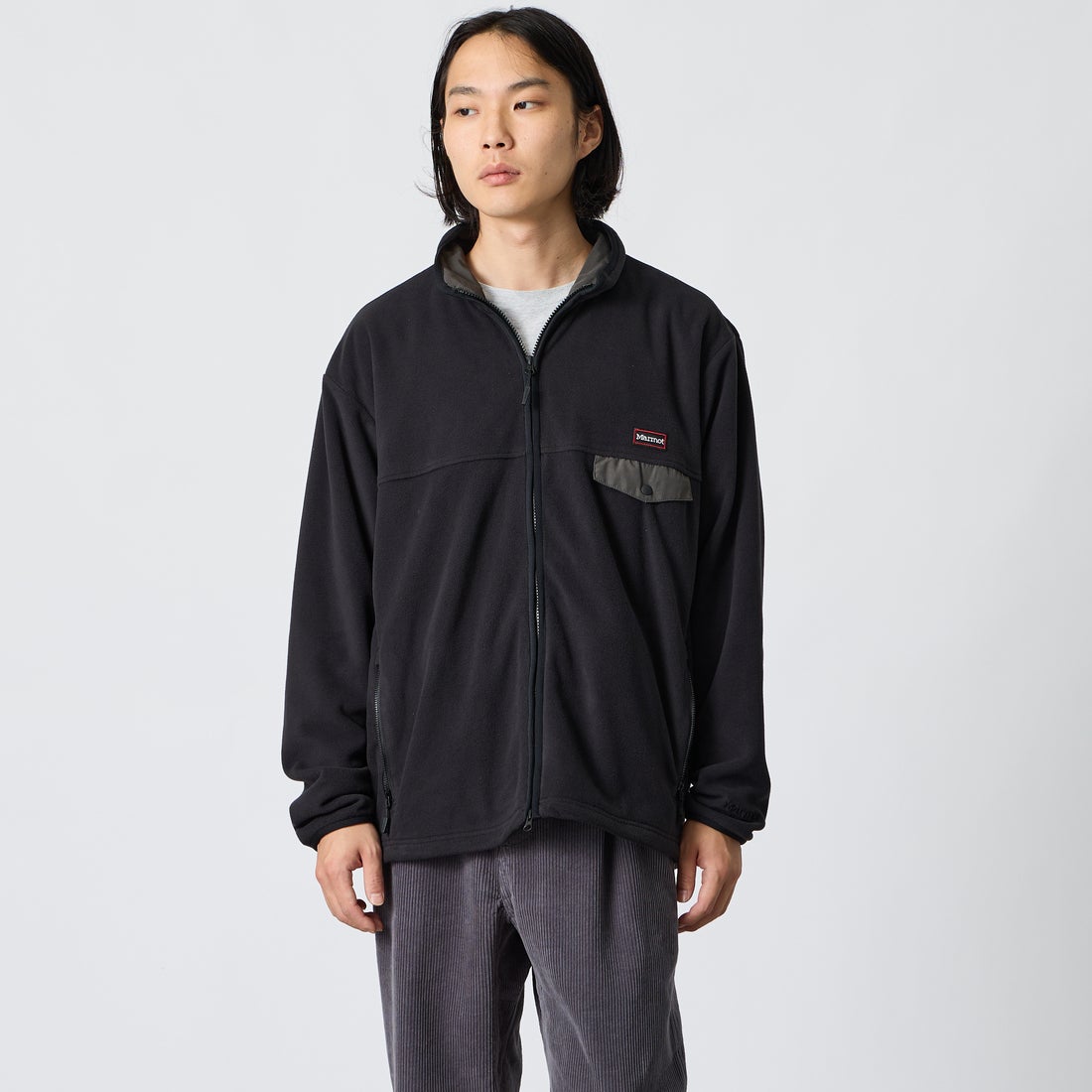 Marmot [マーモット] 別注 ポーラテック フリースジャケット [MTFW26UFL329IN-JF] BLACK &&モデル身長：175cm 着用サイズ：XL&&