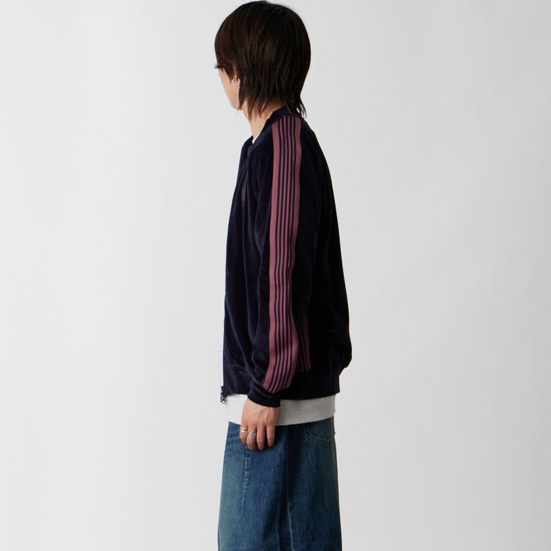 Needles [ニードルズ] リブカラートラックジャケット [TY358] B NAVY &&モデル身長：177cm 着用サイズ：M&&