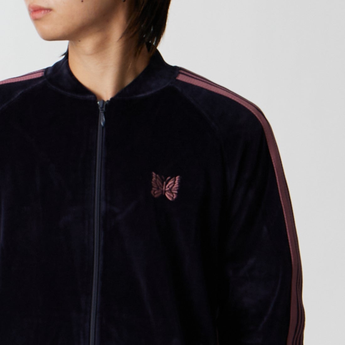 Needles [ニードルズ] リブカラートラックジャケット [TY358] B NAVY &&モデル身長：177cm 着用サイズ：M&&