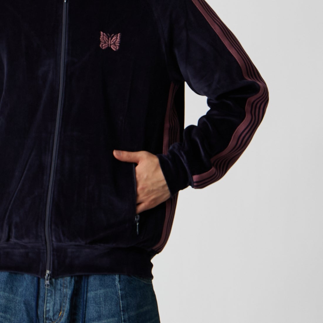 Needles [ニードルズ] リブカラートラックジャケット [TY358] B NAVY &&モデル身長：177cm 着用サイズ：M&&