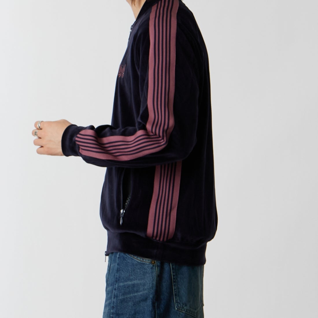 Needles [ニードルズ] リブカラートラックジャケット [TY358] B NAVY &&モデル身長：177cm 着用サイズ：M&&
