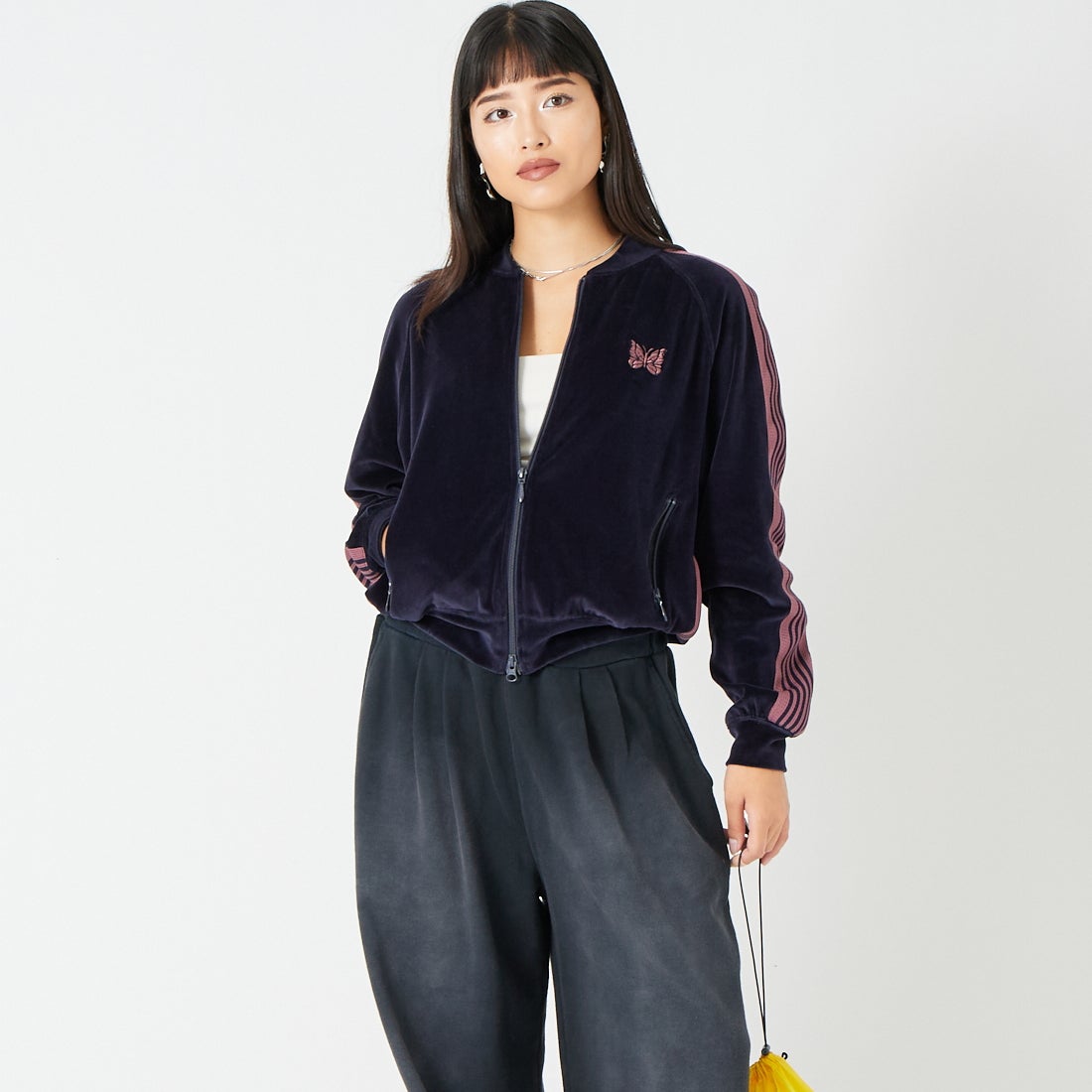 Needles [ニードルズ] リブカラートラックジャケット [TY358] B NAVY &&モデル身長：162cm 着用サイズ：2&&