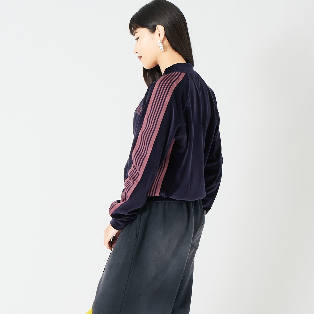 Needles [ニードルズ] リブカラートラックジャケット [TY358] B NAVY &&モデル身長：162cm 着用サイズ：2&&