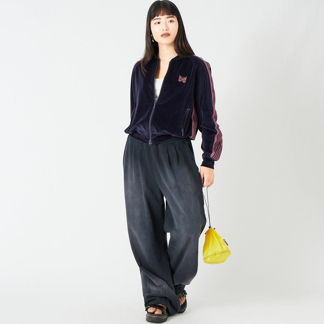 Needles [ニードルズ] リブカラートラックジャケット [TY358] B NAVY &&モデル身長：162cm 着用サイズ：2&&