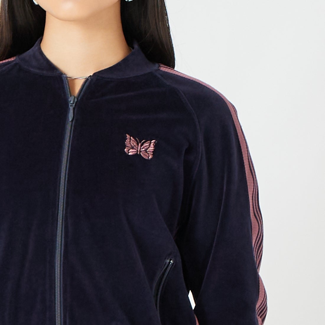 Needles [ニードルズ] リブカラートラックジャケット [TY358] B NAVY &&モデル身長：162cm 着用サイズ：2&&