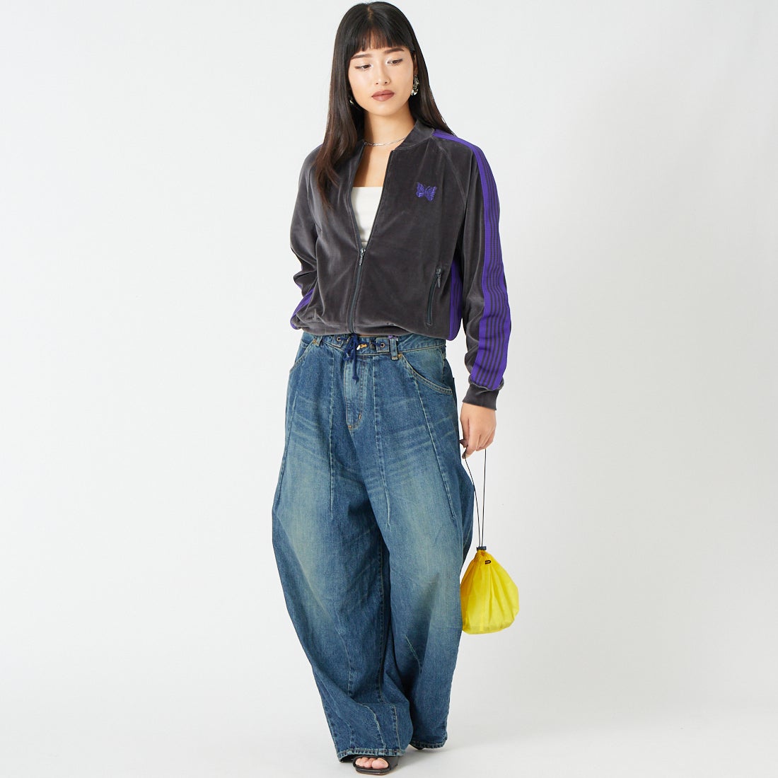Needles [ニードルズ] リブカラートラックジャケット [TY358] C CHARCOAL &&モデル身長：162cm 着用サイズ：2&&