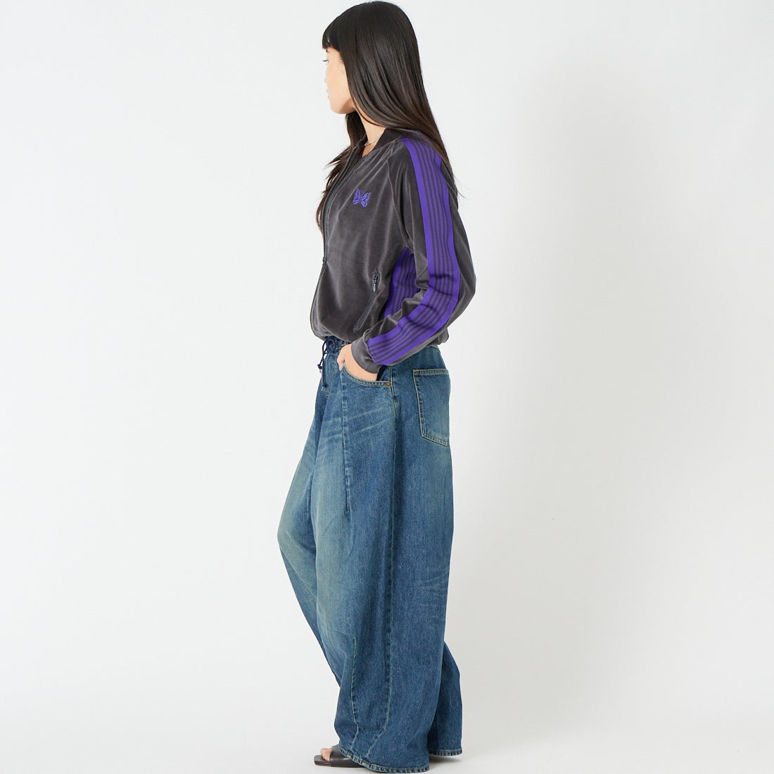 Needles [ニードルズ] ヒザデルジーンズ [TY233] A INDIGO &&モデル身長：162cm 着用サイズ：1&&