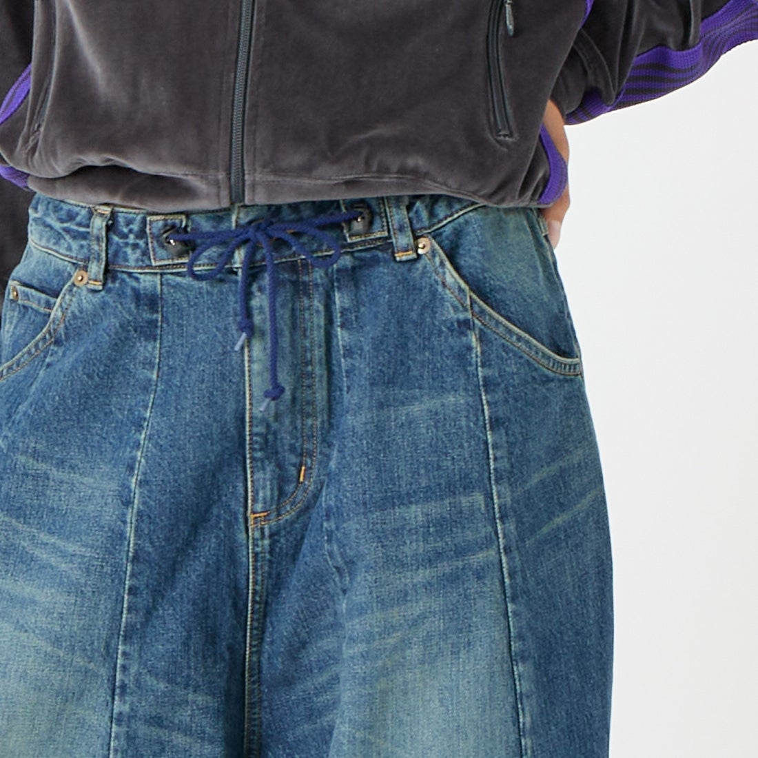 Needles [ニードルズ] ヒザデルジーンズ [TY233] A INDIGO &&モデル身長：162cm 着用サイズ：1&&