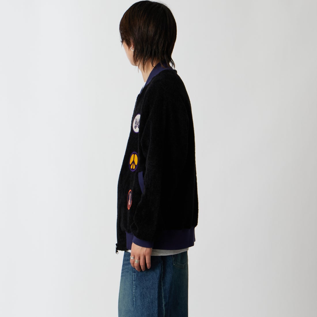 Needles [ニードルズ] ニットパイル スーベニアジャケット [TY245] C BLACK &&モデル身長：177cm 着用サイズ：M&&
