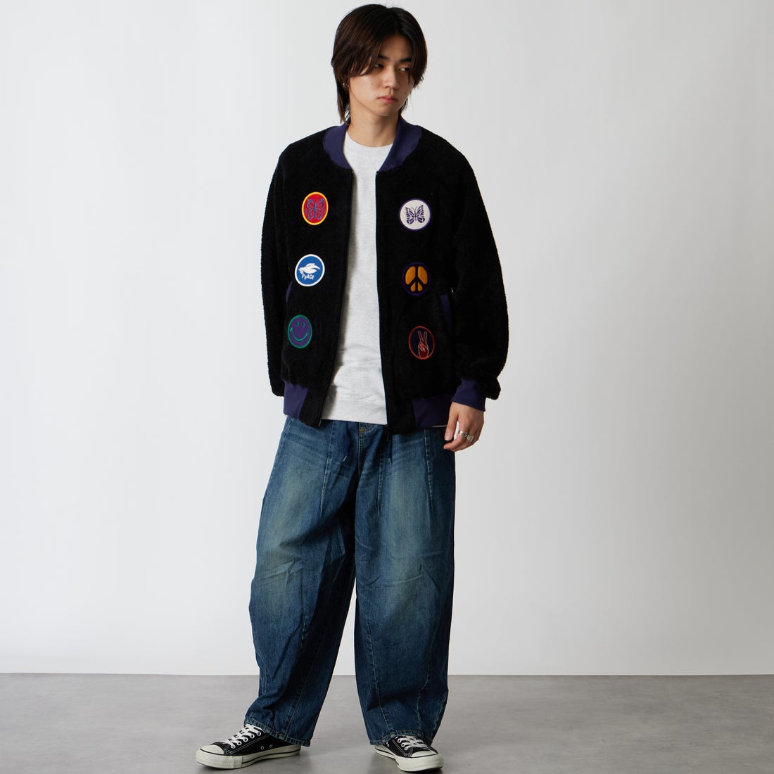 Needles [ニードルズ] ニットパイル スーベニアジャケット [TY245] C BLACK &&モデル身長：177cm 着用サイズ：M&&