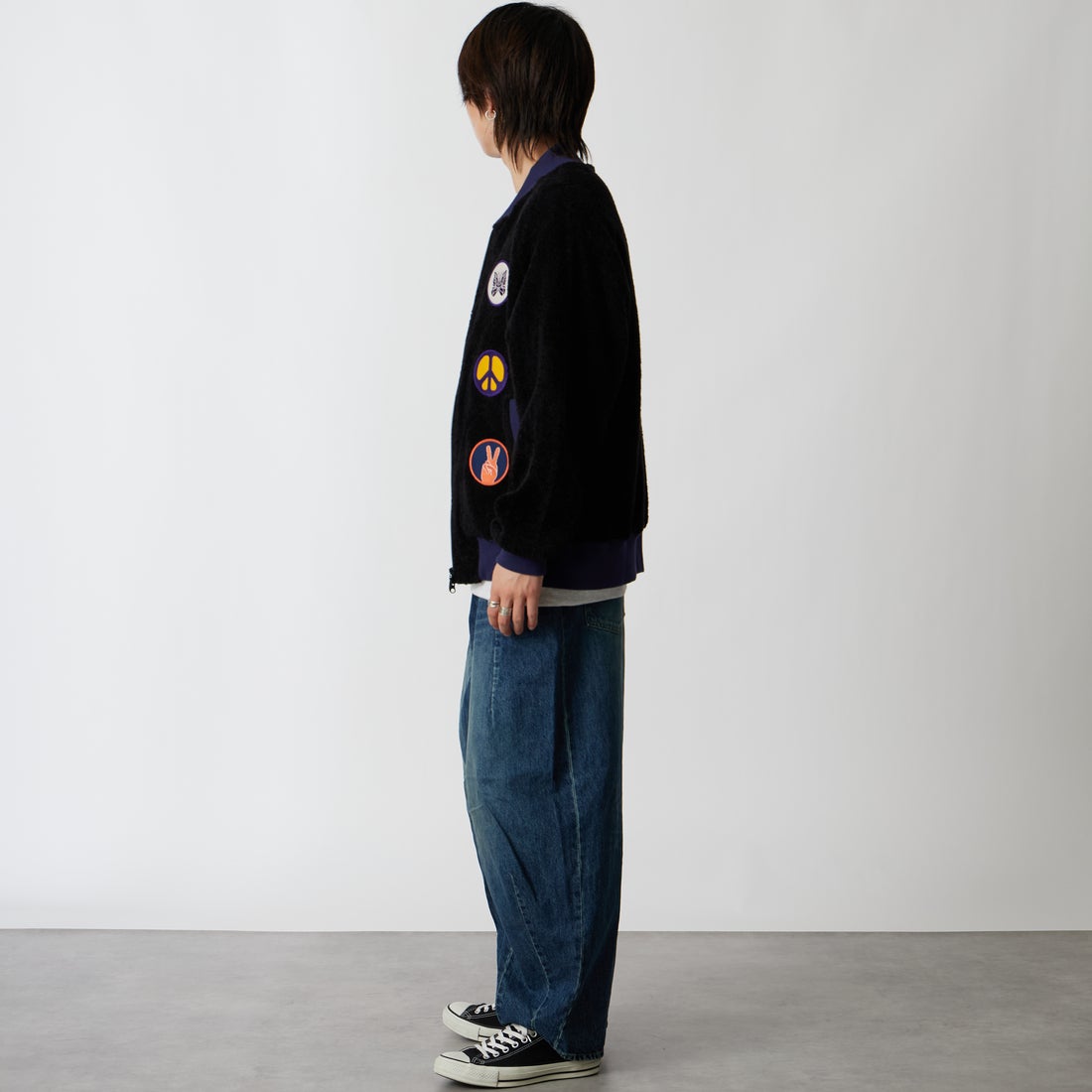 Needles [ニードルズ] ニットパイル スーベニアジャケット [TY245] C BLACK &&モデル身長：177cm 着用サイズ：M&&
