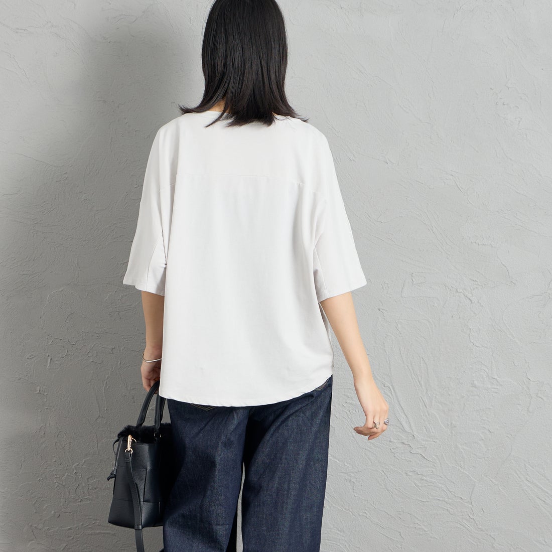MICA&DEAL [マイカアンドディール] JACKSON プリント5分袖Tシャツ [0126309063] L/GRAY &&モデル身長：162cm 着用サイズ：F&&