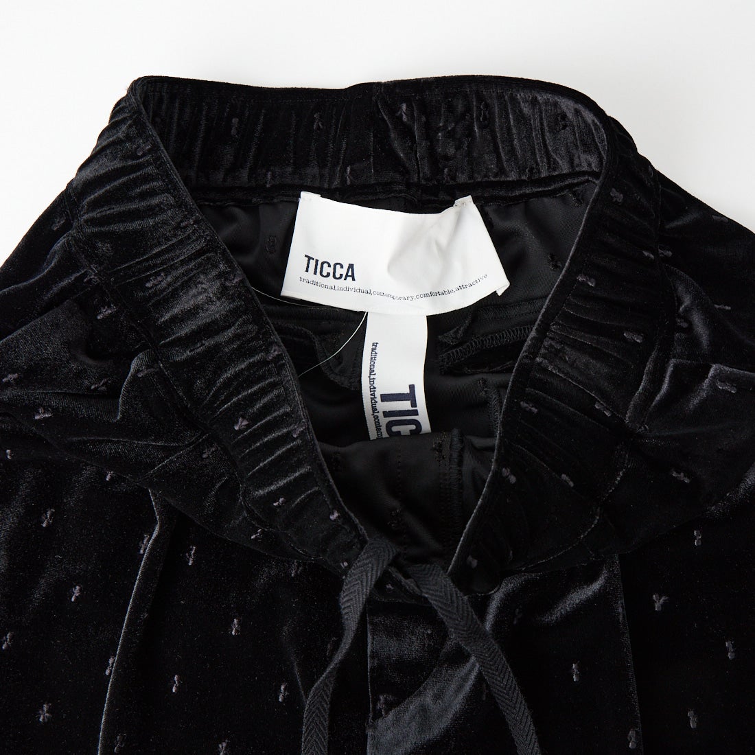 TICCA [ティッカ] ベロアボウタイドットパンツ [TBFA-182] BLACK DOT