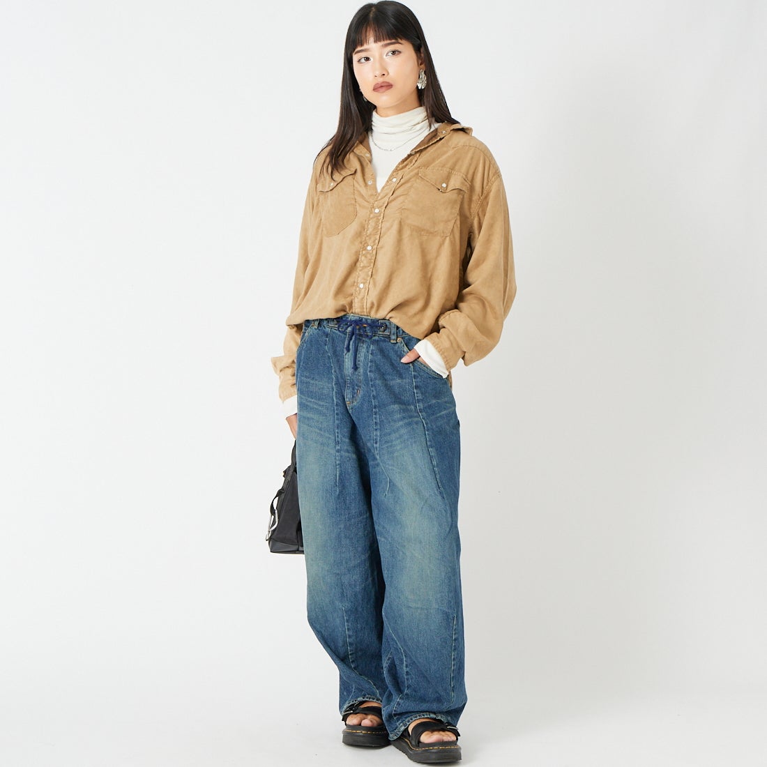 REMI RELIEF [レミレリーフ] 別注 ウェスタンシャツ [RN30389306-JF] SUEDE &&モデル身長：162cm 着用サイズ：S&&