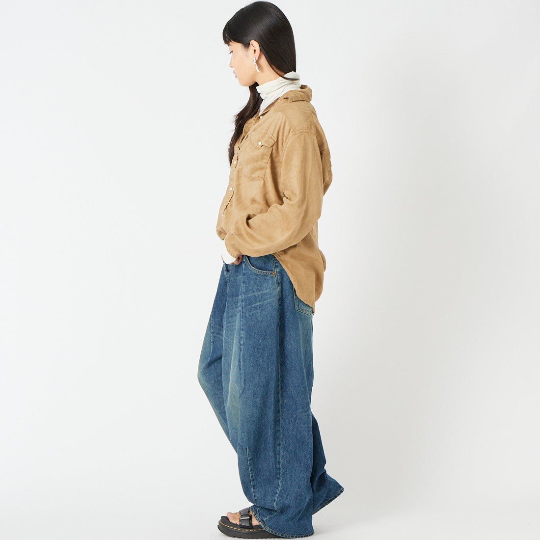 REMI RELIEF [レミレリーフ] 別注 ウェスタンシャツ [RN30389306-JF] SUEDE &&モデル身長：162cm 着用サイズ：S&&