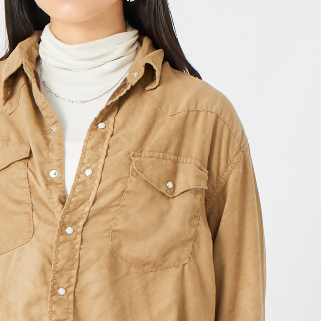REMI RELIEF [レミレリーフ] 別注 ウェスタンシャツ [RN30389306-JF] SUEDE &&モデル身長：162cm 着用サイズ：S&&