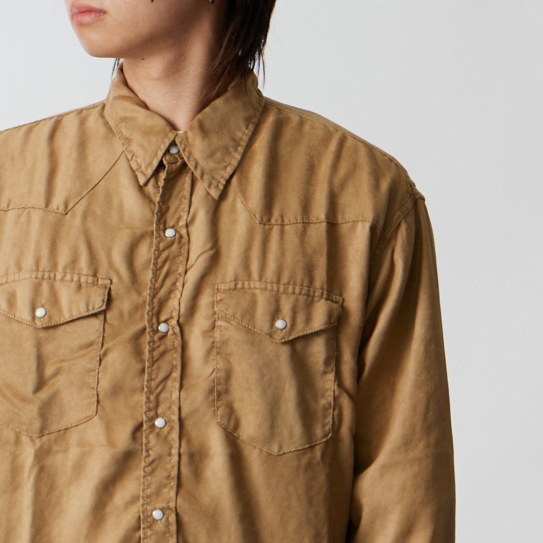 REMI RELIEF [レミレリーフ] 別注 ウェスタンシャツ [RN30389306-JF] SUEDE &&モデル身長：177cm 着用サイズ：M&&