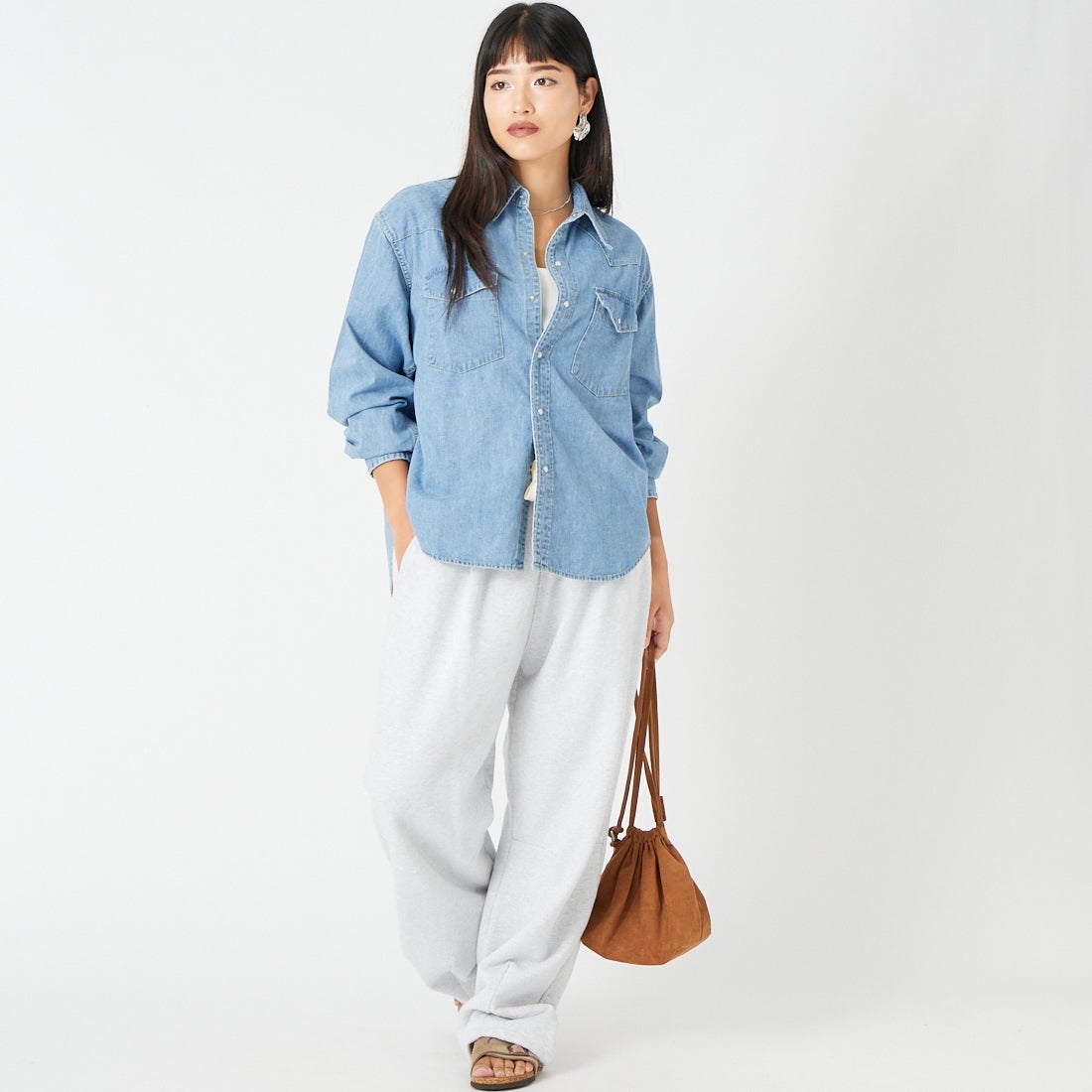 REMI RELIEF [レミレリーフ] 別注 ウェスタンシャツ [RN30389307-JF] DENIM &&モデル身長：162cm 着用サイズ：S&&