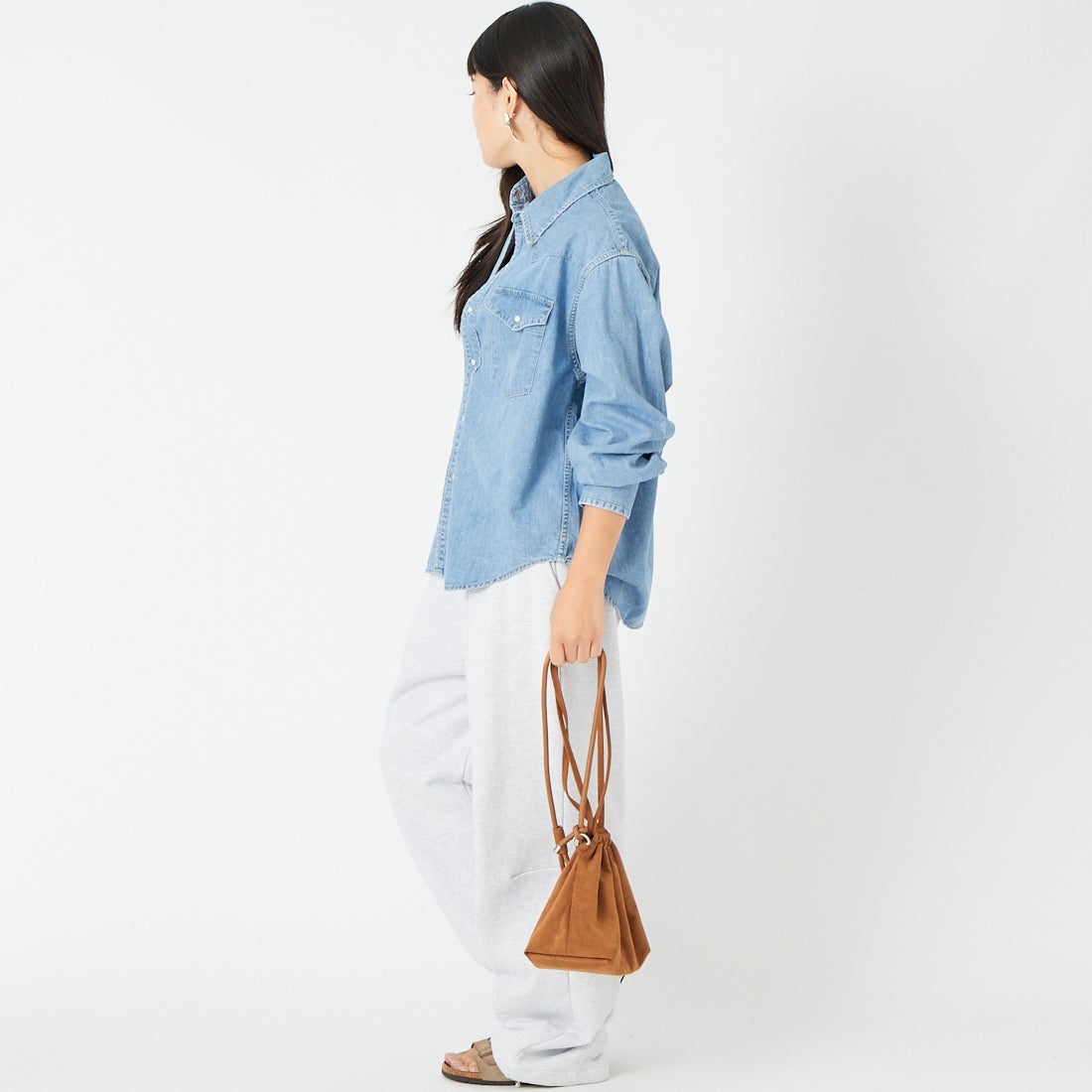 REMI RELIEF [レミレリーフ] 別注 ウェスタンシャツ [RN30389307-JF] DENIM &&モデル身長：162cm 着用サイズ：S&&