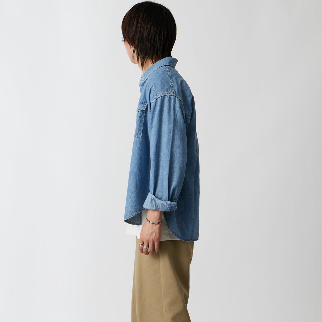 REMI RELIEF [レミレリーフ] 別注 ウェスタンシャツ [RN30389307-JF] DENIM &&モデル身長：177cm 着用サイズ：M&&