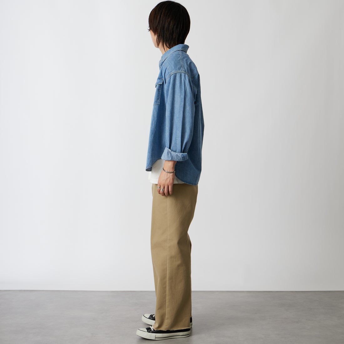 REMI RELIEF [レミレリーフ] 別注 ウェスタンシャツ [RN30389307-JF] DENIM &&モデル身長：177cm 着用サイズ：M&&