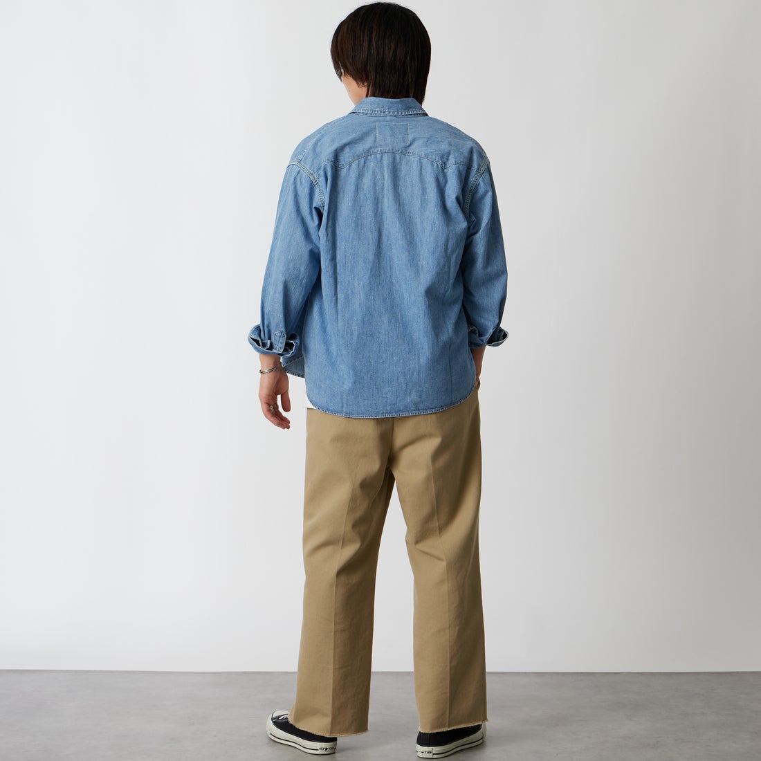 REMI RELIEF [レミレリーフ] 別注 ウェスタンシャツ [RN30389307-JF] DENIM &&モデル身長：177cm 着用サイズ：M&&
