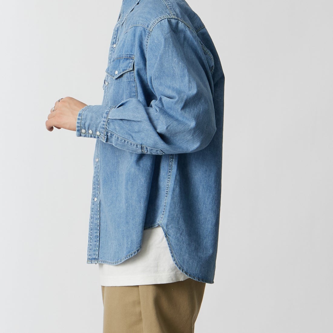 REMI RELIEF [レミレリーフ] 別注 ウェスタンシャツ [RN30389307-JF] DENIM &&モデル身長：177cm 着用サイズ：M&&