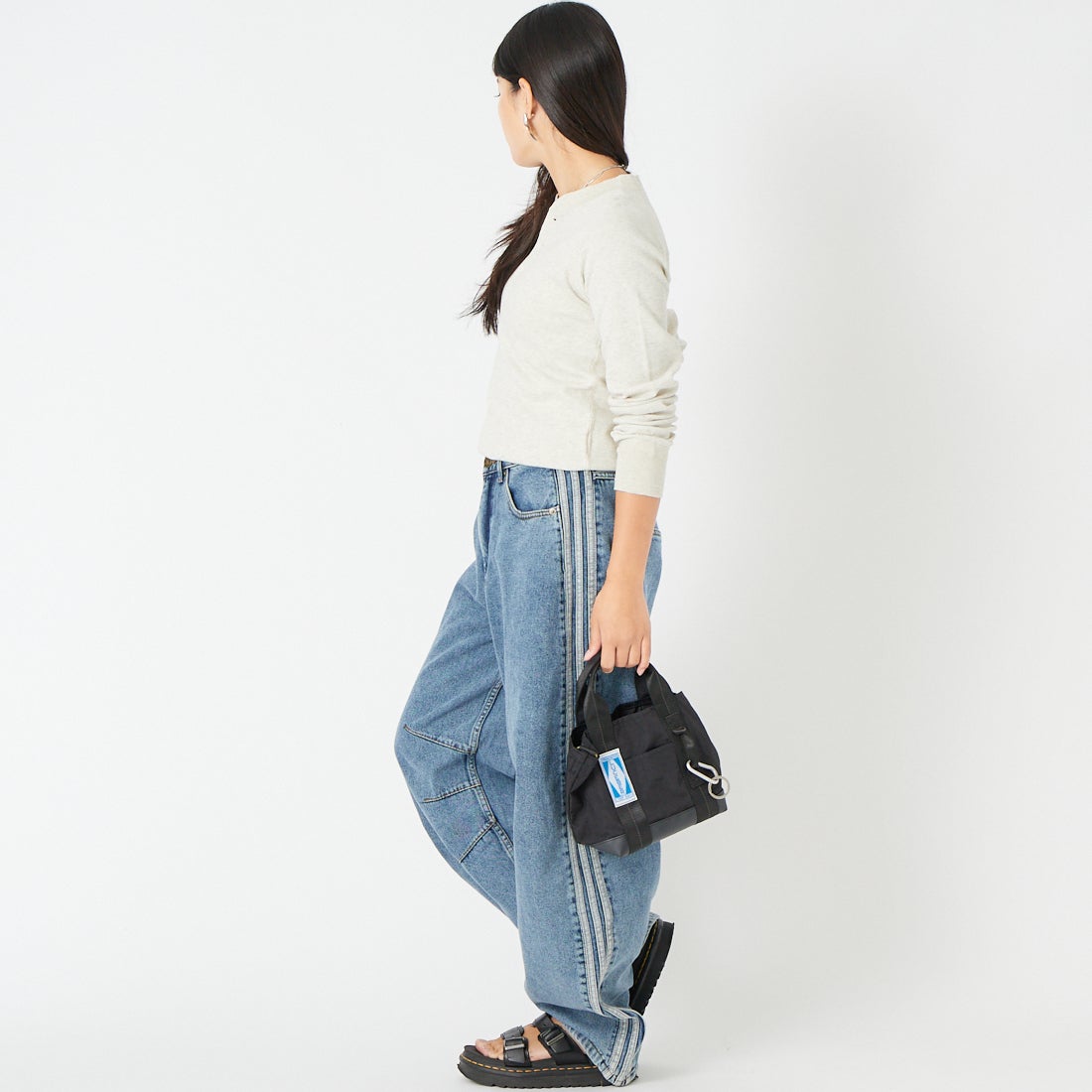 FAITH MILLS [フェイスミルズ] サーマルヘンリーネックプルオーバー [FAITH-251-01] OATMEAL &&モデル身長：162cm 着用サイズ：M&&