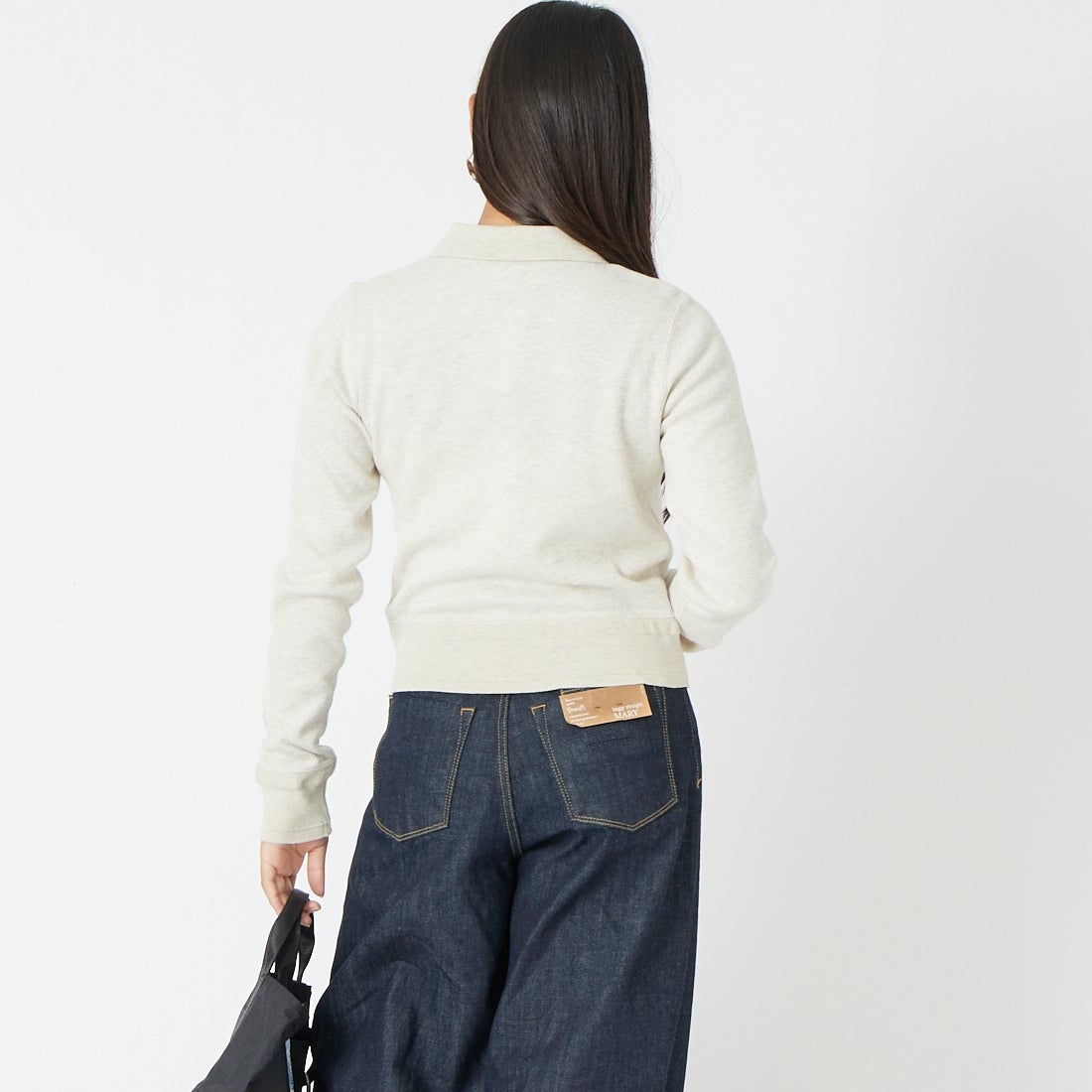 FAITH MILLS [フェイスミルズ] サーマルロングスリーブポロシャツ [FAITH-264-12] OATMEAL &&モデル身長：162cm 着用サイズ：F&&